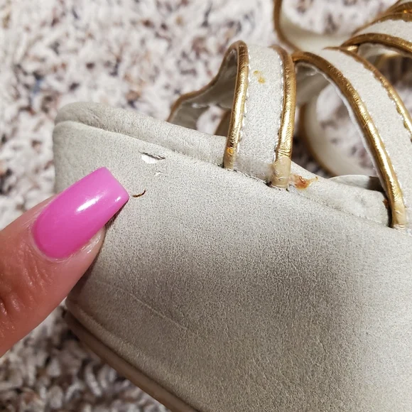 Shoe Dazzle Gold Accented Ankle Strap Heels - Picture 11 of 16